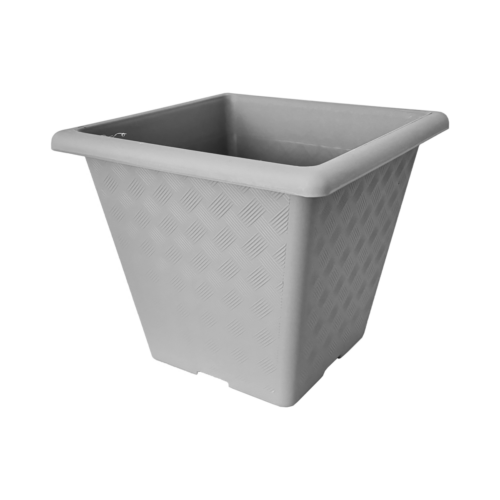 0233GR Maceta Bejuco Cuadrada Mediana Gris
